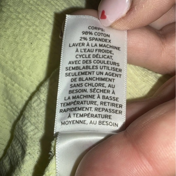 BP Women’s Top Size XS Yellow Lemonade Pointelle Rib Short Sleeve Henley Crop - Picture 6 of 8